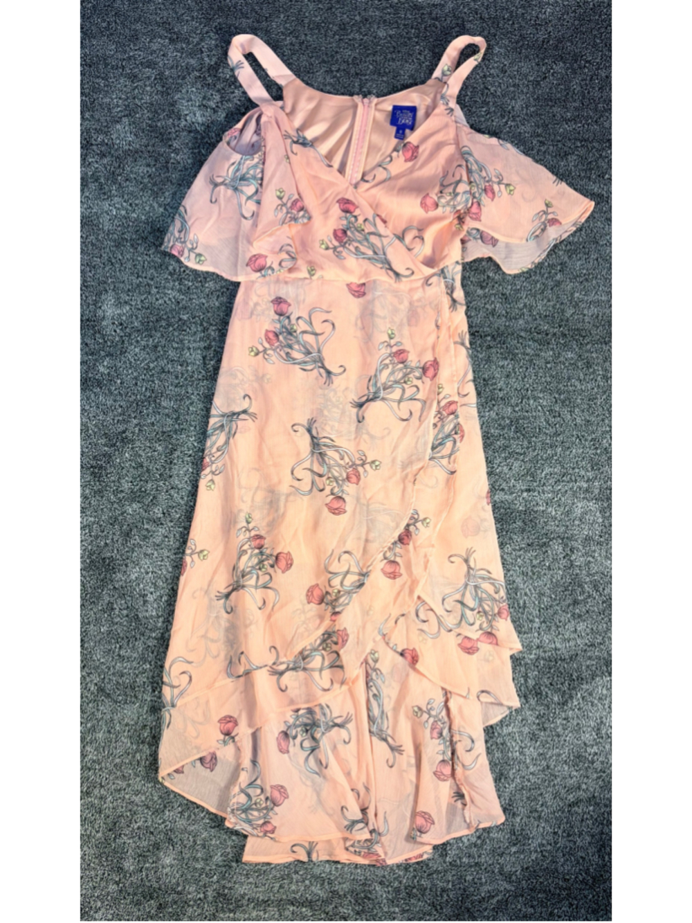 Women's Disney Beauty and the Beast High Low Dress Size S Pink Belle Rose